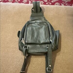 Green Mountain Leather Shoulder Mini Backpack (TD)